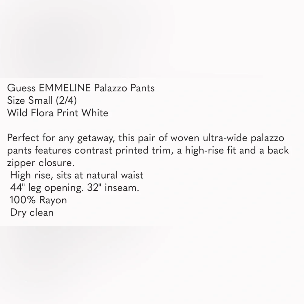 GUESS emelline palazzo floral wide leg pant set - Picture 3 of 4